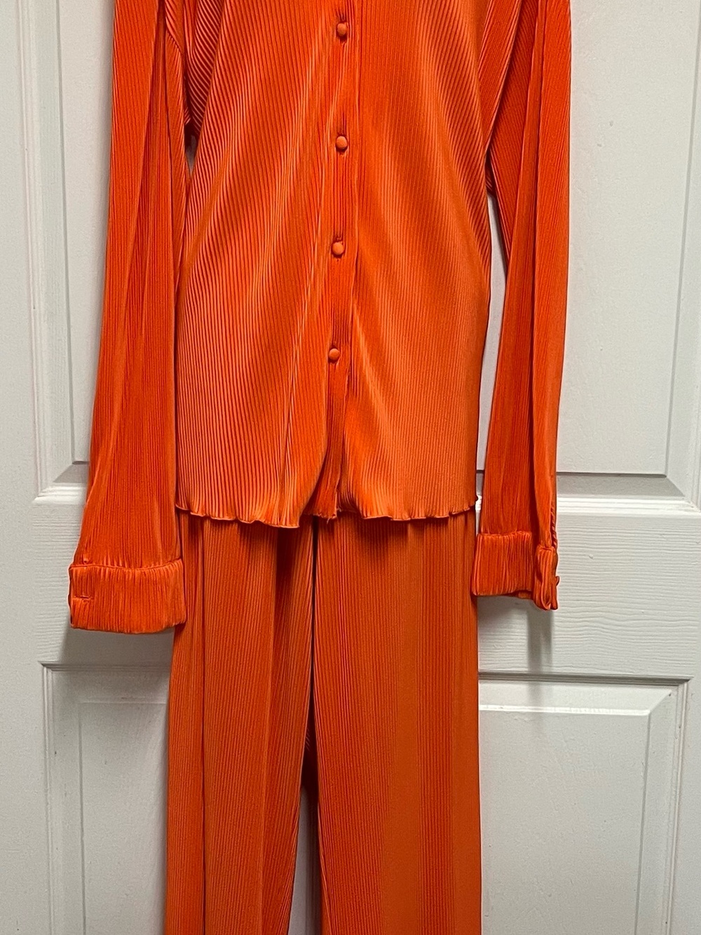 Fashion Nova Orange Two Piece Plisse Pants Set - Picture 7 of 12